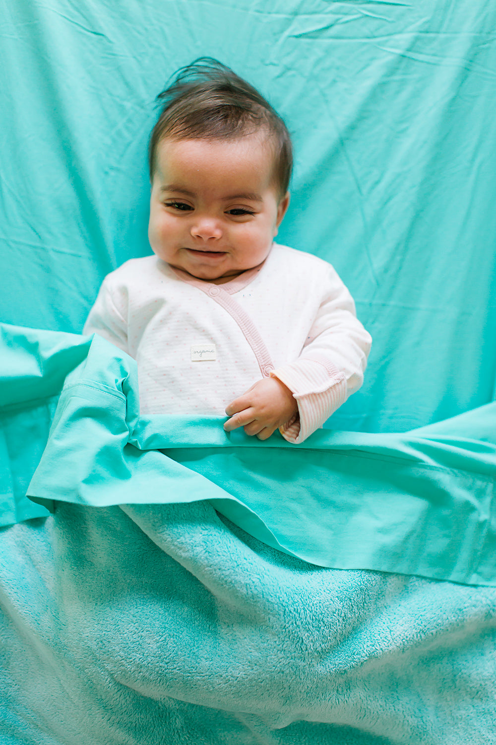Coral Fleece Cot Blanket - Plain Green