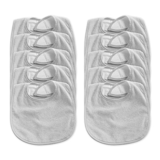 Velcro Bib Pack of 10 - Grey