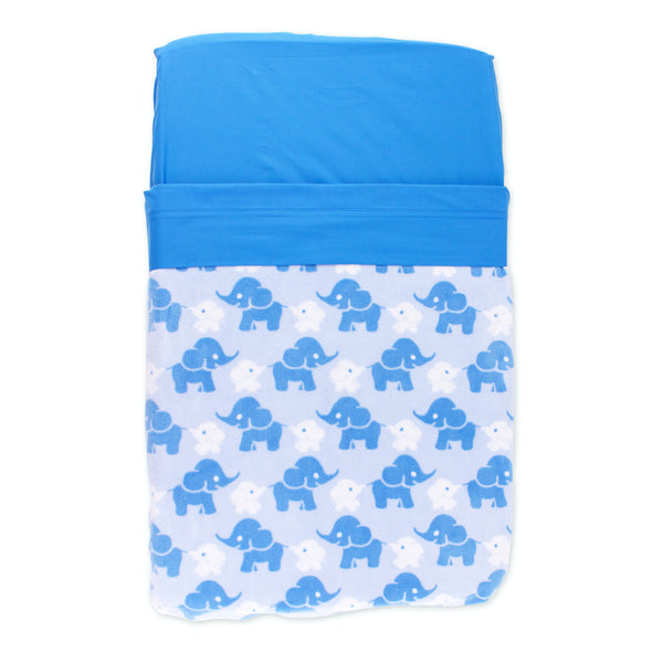 Coral Fleece Cot Blanket - Blue Elephant